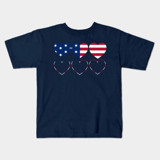 heart-shaped United States flag logo Kids T-Shirt